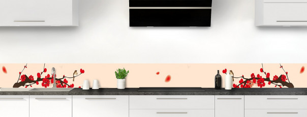 Crédence de cuisine Cerisier japonnais couleur sable dosseret motif inversé