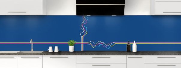 Crédence de cuisine Light painting couleur Bleu électrique panoramique
