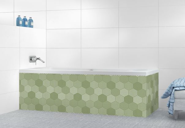 Panneau tablier de bain Camaïeu hexagone couleur Vert sauge
