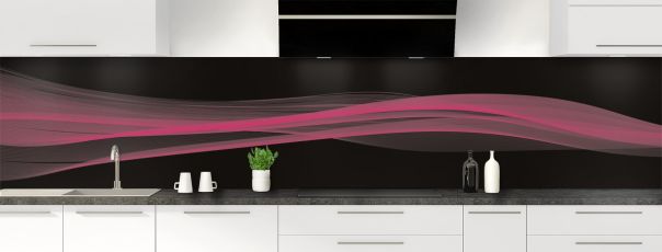 Crédence de cuisine Lignes design couleur Saphir rose panoramique