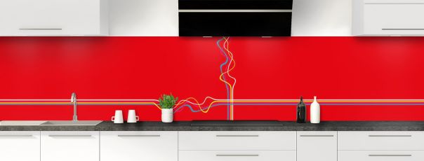 Crédence de cuisine Light painting couleur Rouge vermillon panoramique motif inversé