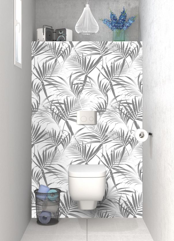 Panneau WC Feuilles tropicales couleur Gris pierre
