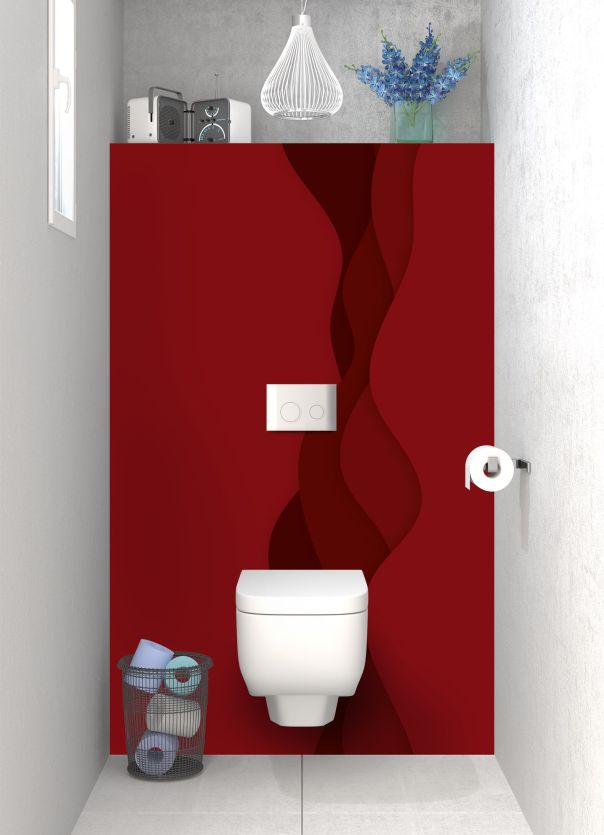 Panneau WC Vagues couleur Rouge grenat