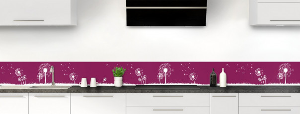 Crédence de cuisine Pissenlit au vent couleur prune dosseret motif inversé