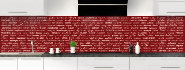 Crédence de cuisine Etapes de recette couleur Rouge grenat panoramique