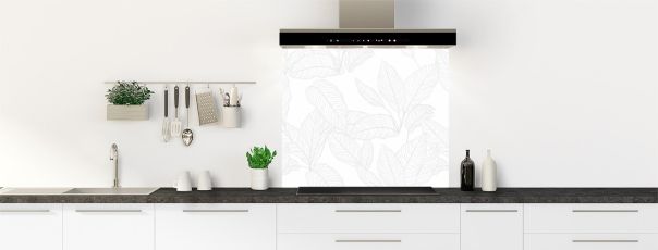 Fond de hotte déco avec motif de feuilles végétales entremêlées sur fond de couleur, décliné en 25 coloris vifs ou pastel