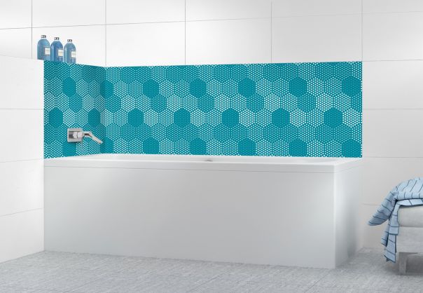 Panneau de bain Camaïeu hexagone couleur Bleu paon