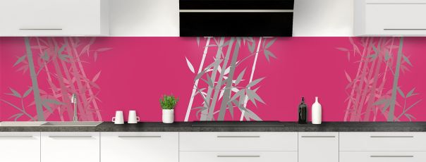 Crédence de cuisine Bambou zen couleur Saphir rose panoramique