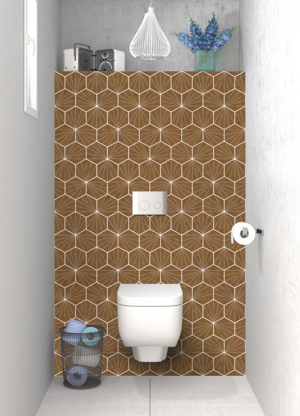 Panneau WC Carreaux de ciment hexagonaux couleur Cannelle