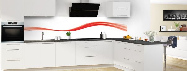Crédence de cuisine Ruban couleur couleur Rouge vermillon panoramique motif inversé en perspective