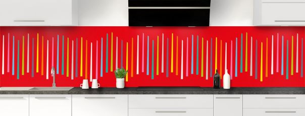 Crédence de cuisine Barres colorées couleur Rouge vermillon panoramique motif inversé
