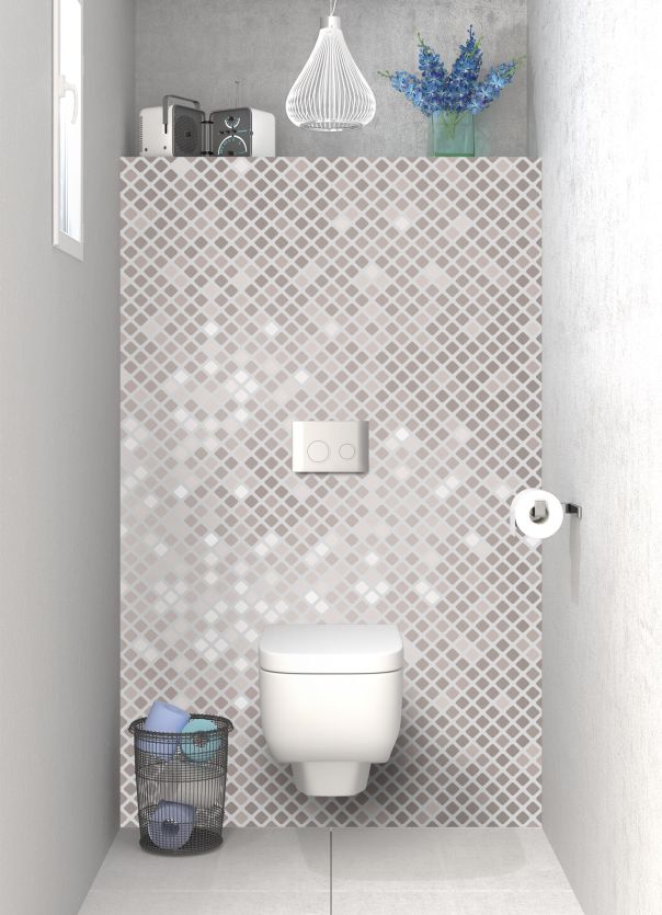 Panneau WC Diamants brillants couleur Gris perle motif inversé