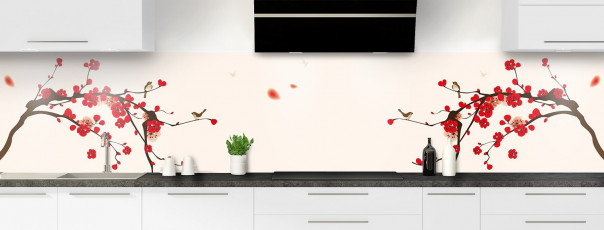 Crédence de cuisine Cerisier japonnais couleur magnolia panoramique