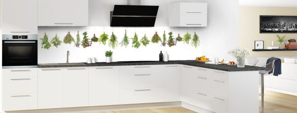 Crédence de cuisine Herbes aromatiques panoramique motif inversé en perspective