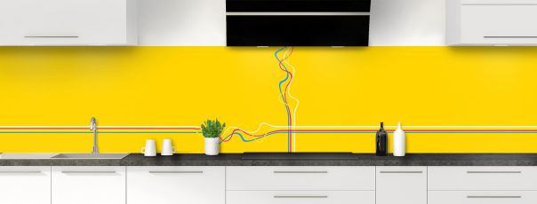 Crédence de cuisine Light painting couleur Mimosa panoramique motif inversé