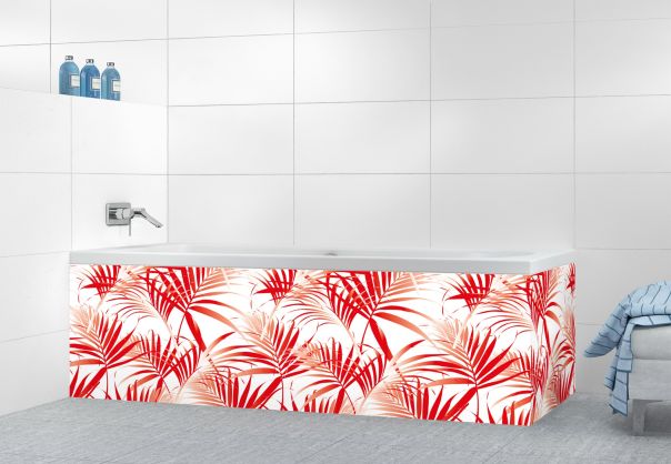 Panneau tablier de bain Feuilles tropicales couleur Rouge vermillon