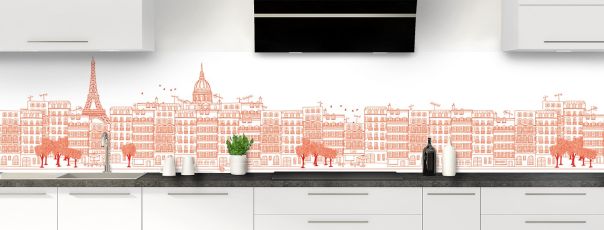 Crédence de cuisine Paris couleur Rouge vermillon panoramique