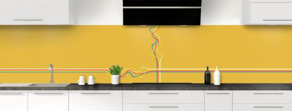 Crédence de cuisine Light painting couleur Curcuma panoramique motif inversé
