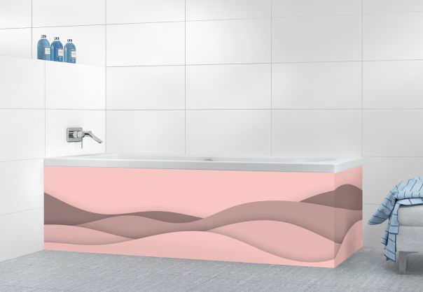 Panneau tablier de bain Vagues couleur Quartz rose motif inversé