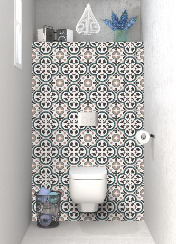 Panneau WC Carreaux de ciment Riad fond blanc