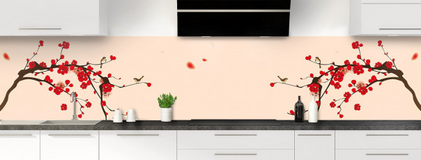 Crédence de cuisine Cerisier japonnais couleur sable panoramique