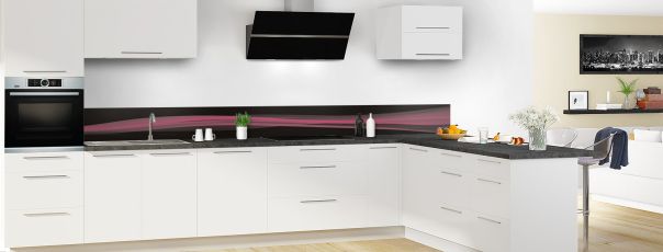 Crédence de cuisine Lignes design couleur Saphir rose frise motif inversé en perspective