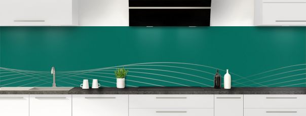 Crédence de cuisine Courbes couleur Vert jade panoramique motif inversé