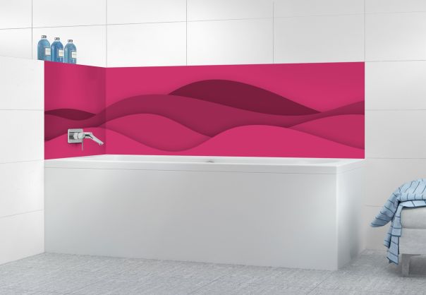 Panneau de bain Vagues couleur Saphir rose motif inversé