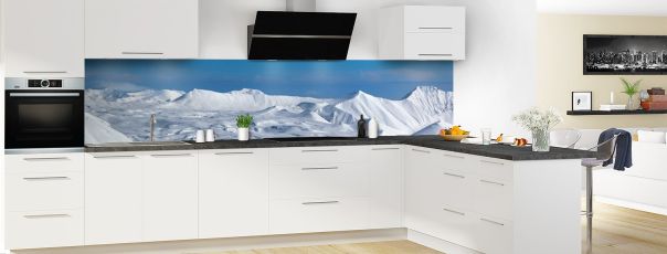 Crédence de cuisine Montagnes enneigées couleur panoramique motif inversé en perspective