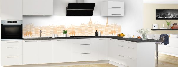 Crédence de cuisine Paris couleur Citrouille panoramique motif inversé en perspective