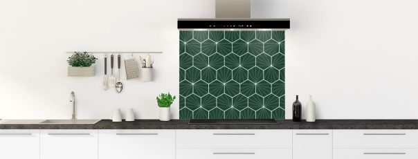 Crédence de cuisine Carreaux de ciment hexagonaux couleur Vert avocat fond de hotte