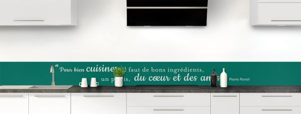 Crédence de cuisine Bien cuisiner couleur Vert jade frise