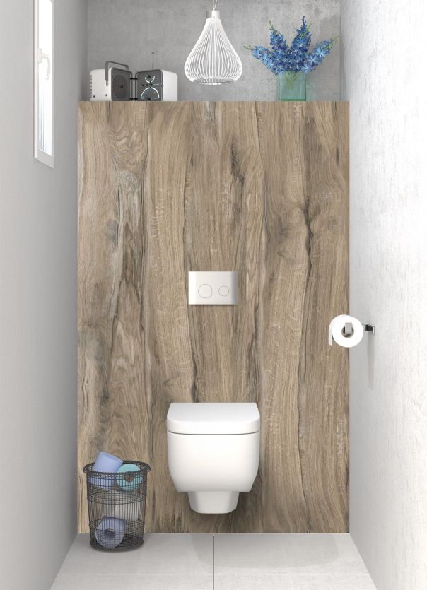 Déco de déco de toilettes sur mesure imitation bois cendré gris brun à coller en déco de salle de bain