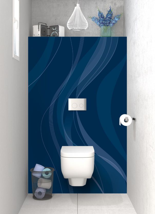 Panneau WC Voilage couleur Bleu nuit motif inversé