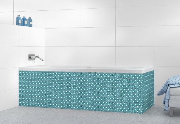 Panneau tablier de bain Hexagones  couleur Bleu paon