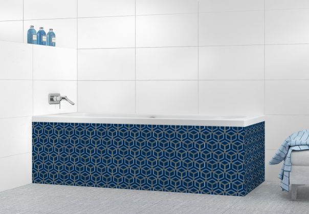 Panneau tablier de bain Mailles doré couleur Bleu nuit