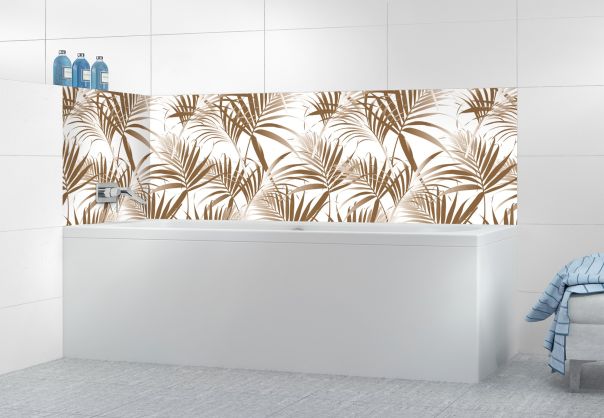 Panneau de bain Feuilles tropicales couleur Cannelle