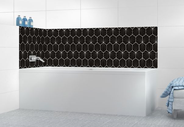 Panneau de bain Carreaux de ciment hexagonaux couleur Noir