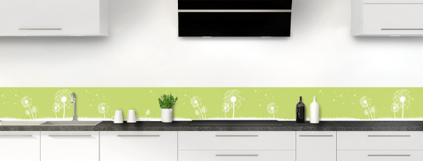 Crédence de cuisine Pissenlit au vent couleur vert olive dosseret motif inversé