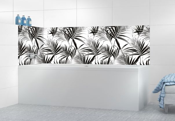 Panneau de bain Feuilles tropicales couleur Noir