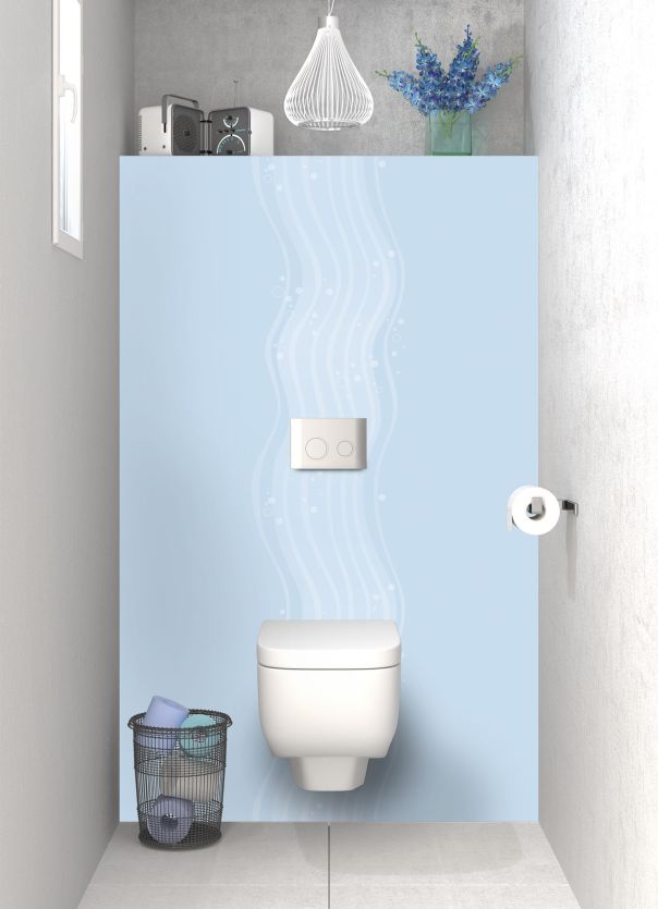 Panneau WC Vagues design couleur Bleu dragée
