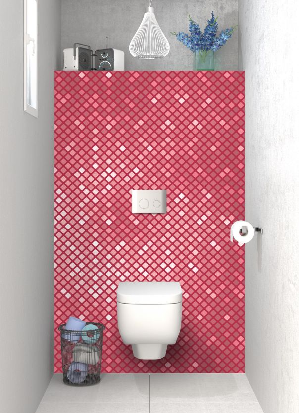 Panneau WC Diamants brillants couleur Rose grenade motif inversé