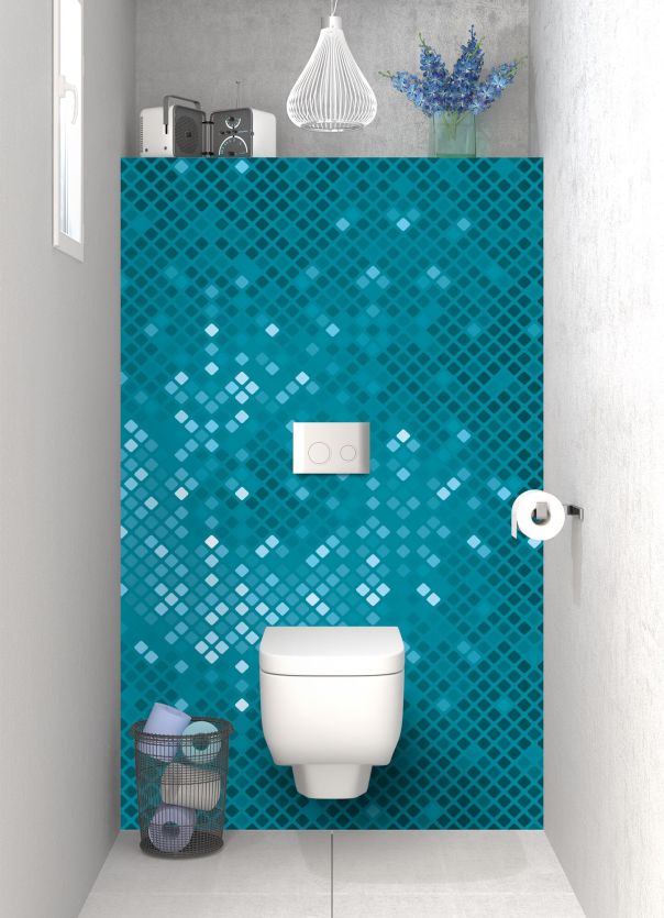 Panneau WC Diamants brillants couleur Bleu paon motif inversé