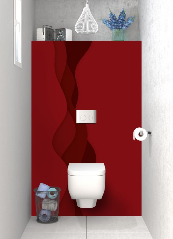 Panneau WC Vagues couleur Rouge grenat motif inversé