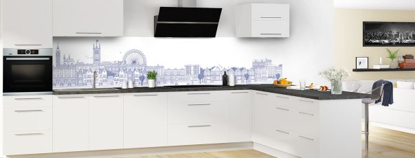 Crédence de cuisine Londres couleur Bleu électrique panoramique en perspective