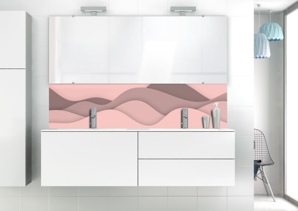 Panneau vasque Vagues couleur Quartz rose motif inversé