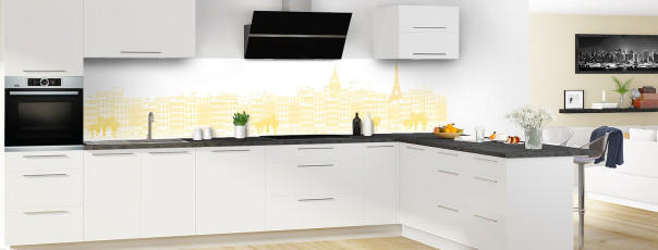 Crédence de cuisine La rue couleur Mimosa panoramique motif inversé en perspective