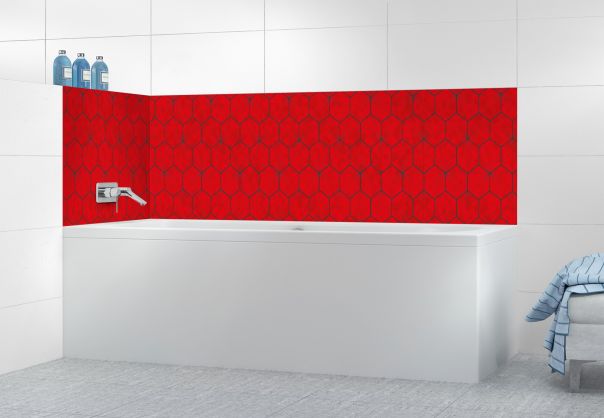 Panneau de bain Carreaux de ciment hexagonaux couleur Rouge vermillon