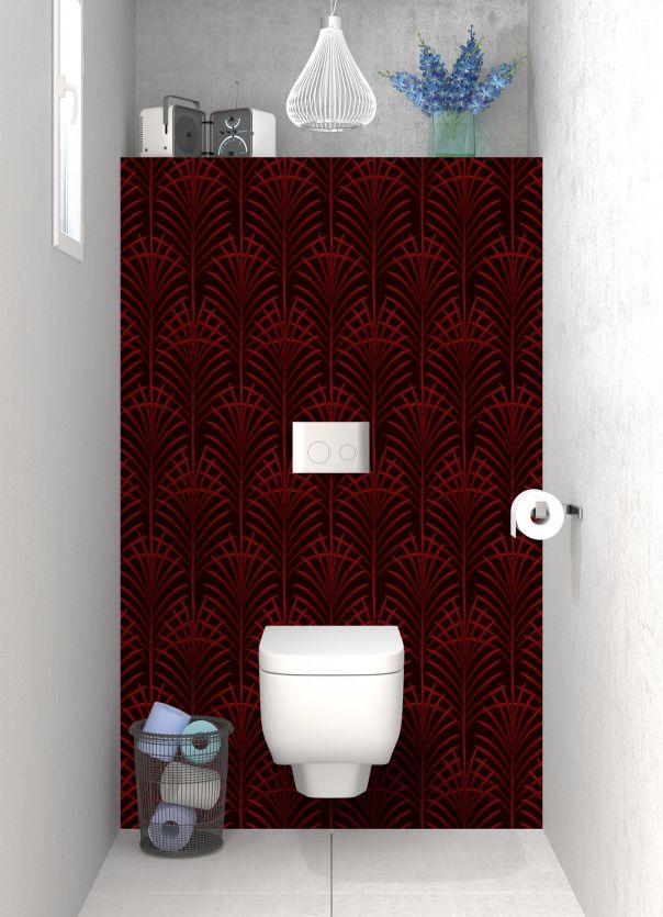 Panneau WC Feuilles de palme couleur Rouge grenat