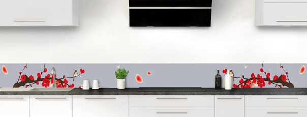Crédence de cuisine Cerisier japonnais couleur gris métal dosseret